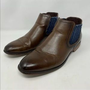 Xray Mens 10 The Andante Ankle Chelsea Boots Brown Blue Pull On Almond Toe